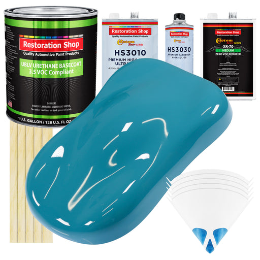 Petty Blue - LOW VOC Urethane Basecoat with Premium Clearcoat Auto Paint (Complete Medium Gallon Paint Kit) Professional High Gloss Automotive Coating