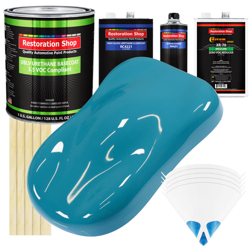 Petty Blue - LOW VOC Urethane Basecoat with Clearcoat Auto Paint - Complete Medium Gallon Paint Kit - Professional High Gloss Automotive Coating