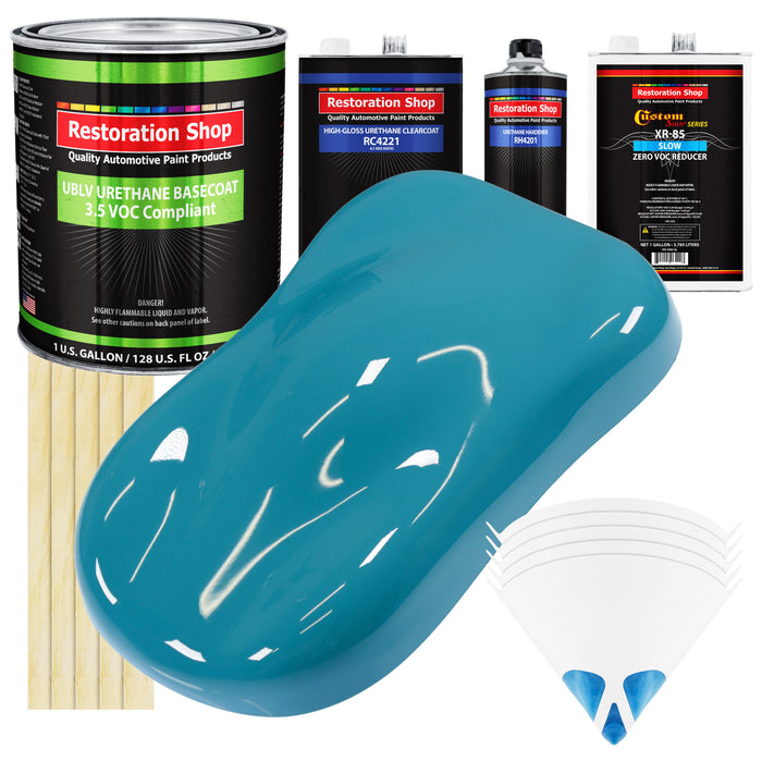 Petty Blue - LOW VOC Urethane Basecoat with Clearcoat Auto Paint - Complete Slow Gallon Paint Kit - Professional High Gloss Automotive Coating