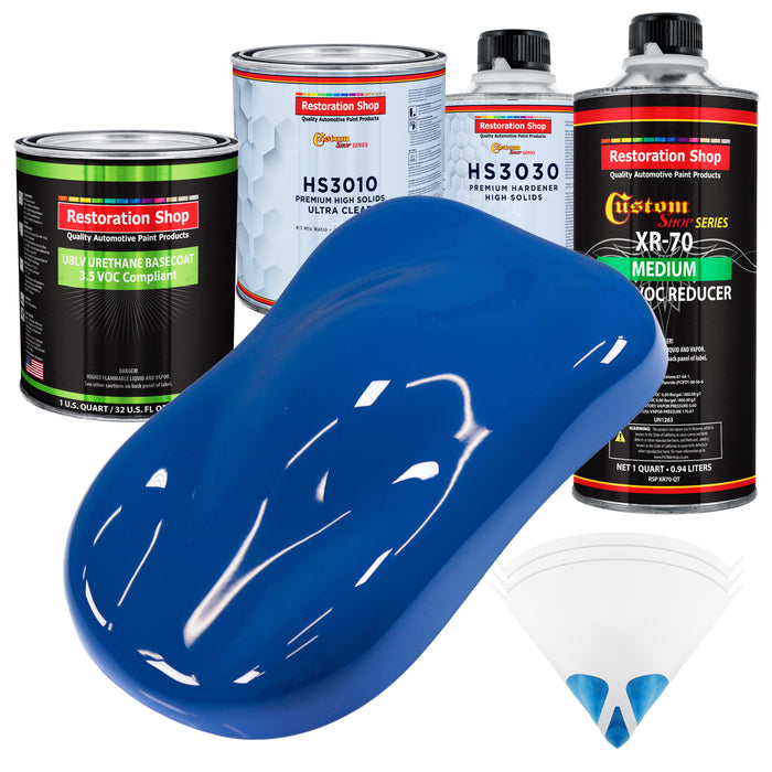Reflex Blue - LOW VOC Urethane Basecoat with Premium Clearcoat Auto Paint (Complete Medium Quart Paint Kit) Professional High Gloss Automotive Coating
