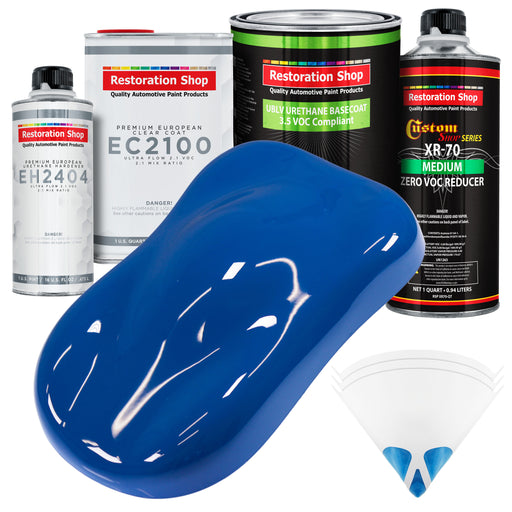 Reflex Blue - LOW VOC Urethane Basecoat with European Clearcoat Auto Paint - Complete Quart Paint Color Kit - Automotive Coating