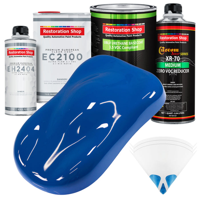 Reflex Blue - LOW VOC Urethane Basecoat with European Clearcoat Auto Paint - Complete Quart Paint Color Kit - Automotive Coating