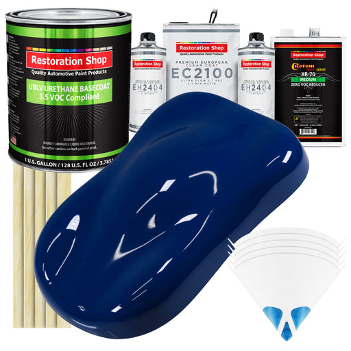 Marine Blue - LOW VOC Urethane Basecoat with European Clearcoat Auto Paint - Complete Gallon Paint Color Kit - Automotive Coating