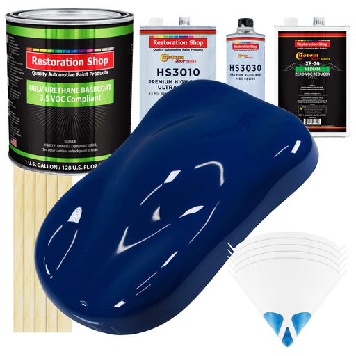 Marine Blue - LOW VOC Urethane Basecoat with Premium Clearcoat Auto Paint - Complete Medium Gallon Paint Kit - Professional Gloss Automotive Coating