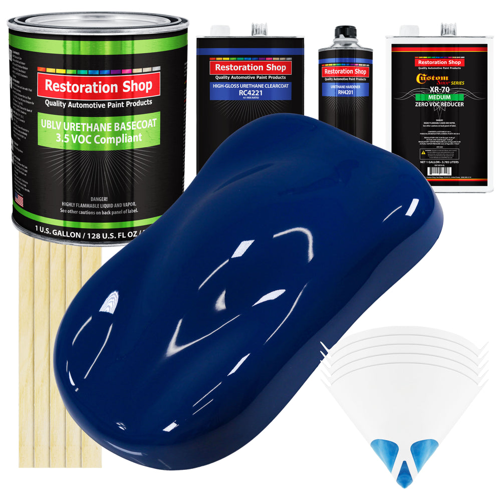 Marine Blue - LOW VOC Urethane Basecoat with Clearcoat Auto Paint - Complete Medium Gallon Paint Kit - Professional High Gloss Automotive Coating