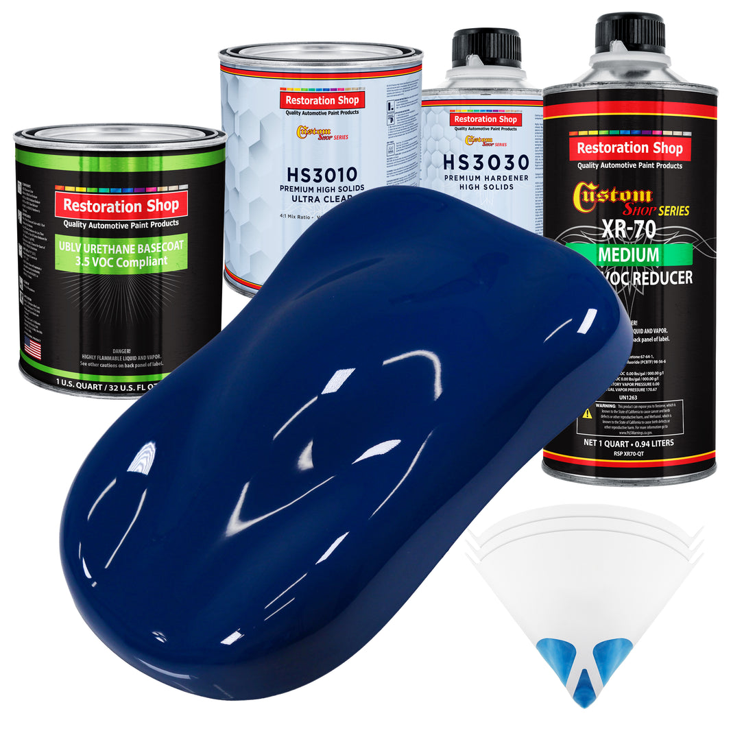 Marine Blue - LOW VOC Urethane Basecoat with Premium Clearcoat Auto Paint (Complete Medium Quart Paint Kit) Professional High Gloss Automotive Coating