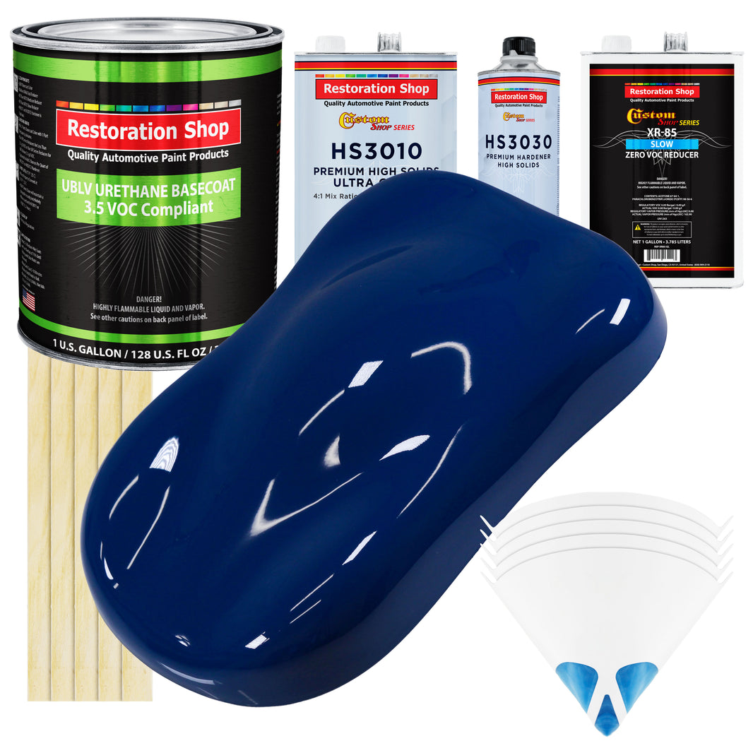 Marine Blue - LOW VOC Urethane Basecoat with Premium Clearcoat Auto Paint (Complete Slow Gallon Paint Kit) Professional High Gloss Automotive Coating