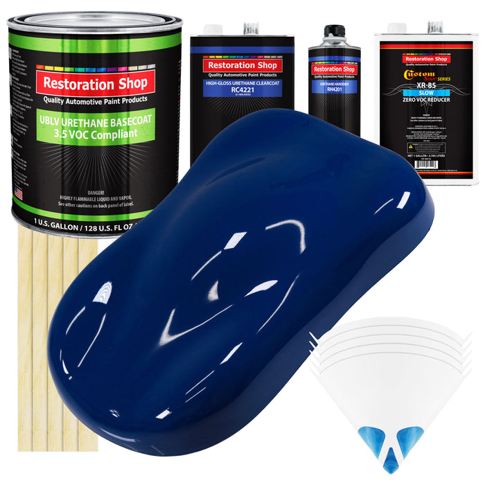 Marine Blue - LOW VOC Urethane Basecoat with Clearcoat Auto Paint - Complete Slow Gallon Paint Kit - Professional High Gloss Automotive Coating