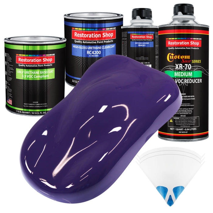 Mystical Purple - LOW VOC Urethane Basecoat with Clearcoat Auto Paint - Complete Medium Quart Paint Kit - Professional High Gloss Automotive Coating