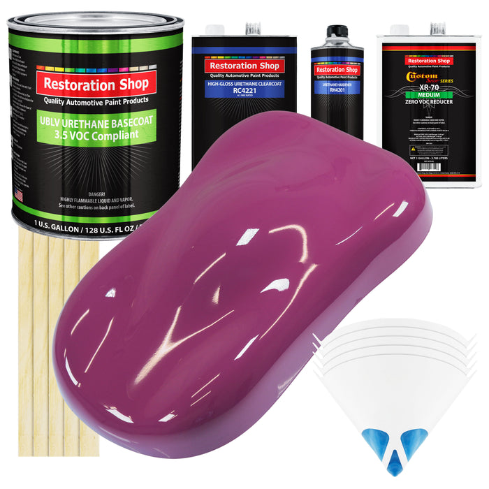 Magenta - LOW VOC Urethane Basecoat with Clearcoat Auto Paint - Complete Medium Gallon Paint Kit - Professional High Gloss Automotive Coating