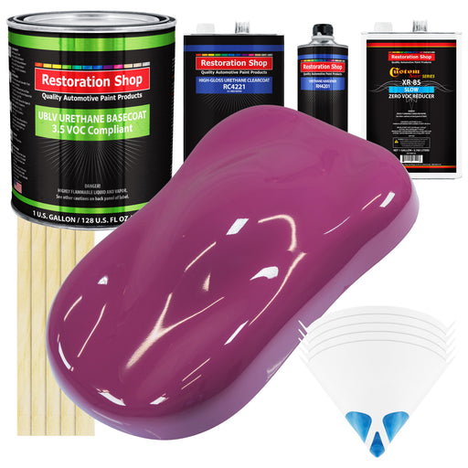 Magenta - LOW VOC Urethane Basecoat with Clearcoat Auto Paint - Complete Slow Gallon Paint Kit - Professional High Gloss Automotive Coating