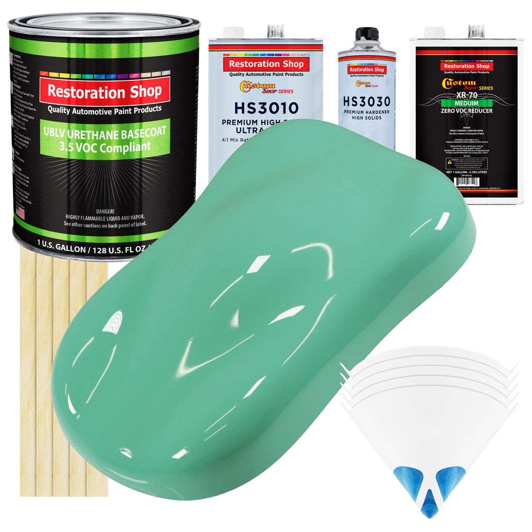 Light Aqua - LOW VOC Urethane Basecoat with Premium Clearcoat Auto Paint (Complete Medium Gallon Paint Kit) Professional High Gloss Automotive Coating