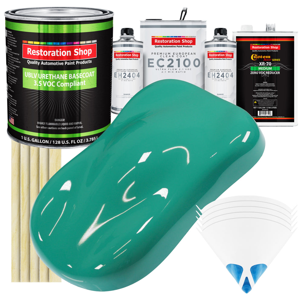 Tropical Turquoise - LOW VOC Urethane Basecoat with European Clearcoat Auto Paint - Complete Gallon Paint Color Kit - Automotive Coating