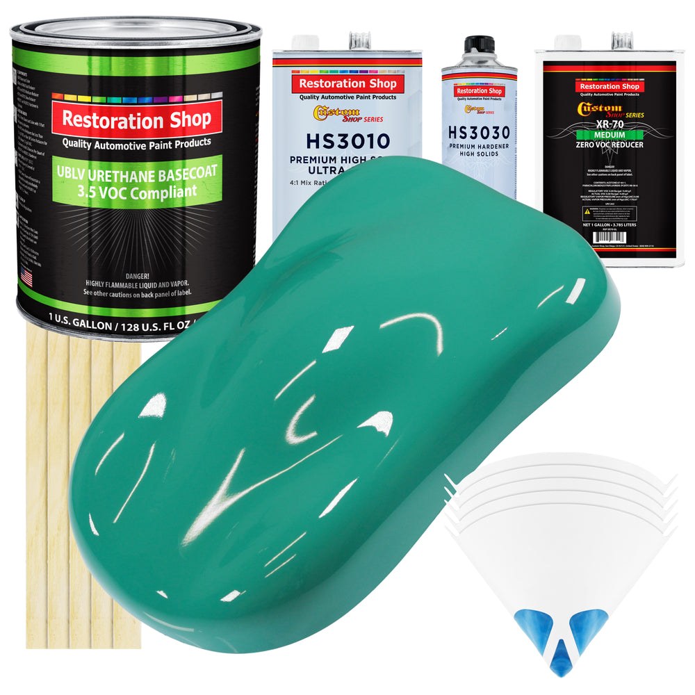 Tropical Turquoise - LOW VOC Urethane Basecoat with Premium Clearcoat Auto Paint - Complete Medium Gallon Paint Kit - Professional Automotive Coating