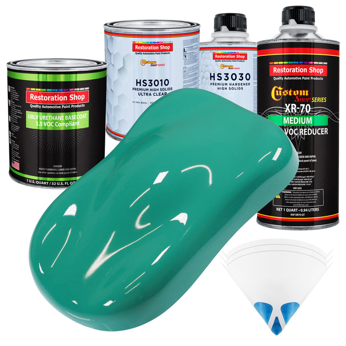 Tropical Turquoise - LOW VOC Urethane Basecoat with Premium Clearcoat Auto Paint - Complete Medium Quart Paint Kit - Professional Automotive Coating