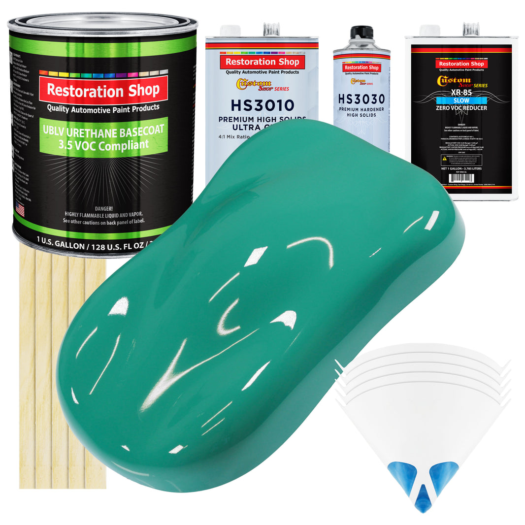 Tropical Turquoise - LOW VOC Urethane Basecoat with Premium Clearcoat Auto Paint - Complete Slow Gallon Paint Kit - Professional Automotive Coating
