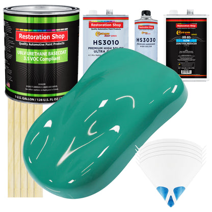 Tropical Turquoise - LOW VOC Urethane Basecoat with Premium Clearcoat Auto Paint - Complete Slow Gallon Paint Kit - Professional Automotive Coating