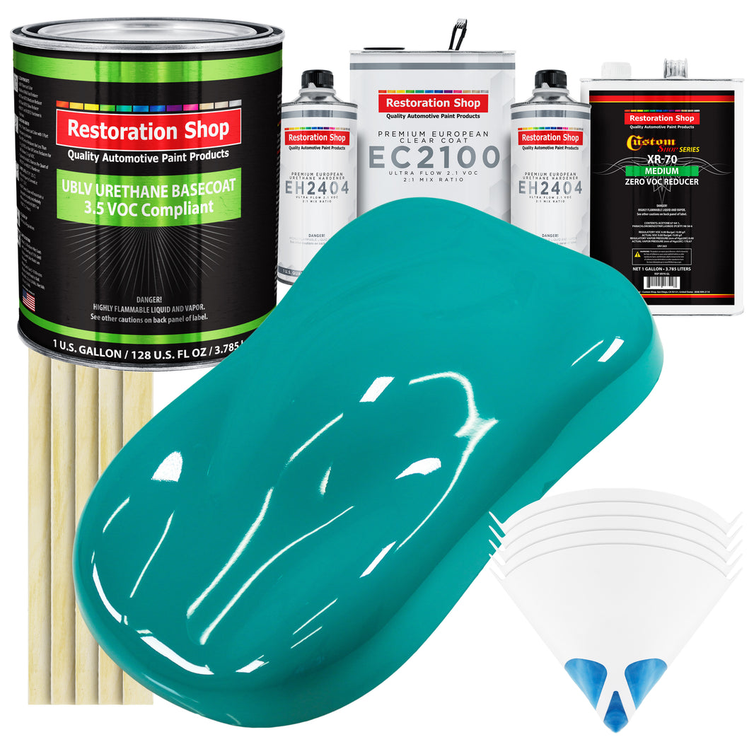 Deep Aqua - LOW VOC Urethane Basecoat with European Clearcoat Auto Paint - Complete Gallon Paint Color Kit - Automotive Coating