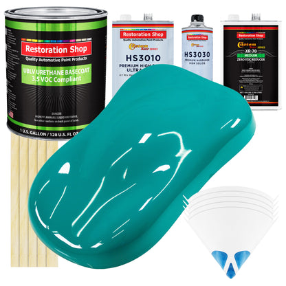 Deep Aqua - LOW VOC Urethane Basecoat with Premium Clearcoat Auto Paint (Complete Medium Gallon Paint Kit) Professional High Gloss Automotive Coating