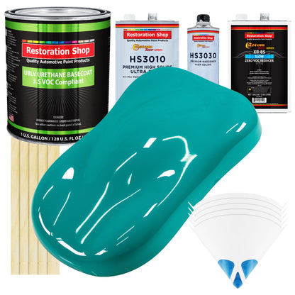Deep Aqua - LOW VOC Urethane Basecoat with Premium Clearcoat Auto Paint - Complete Slow Gallon Paint Kit - Professional High Gloss Automotive Coating