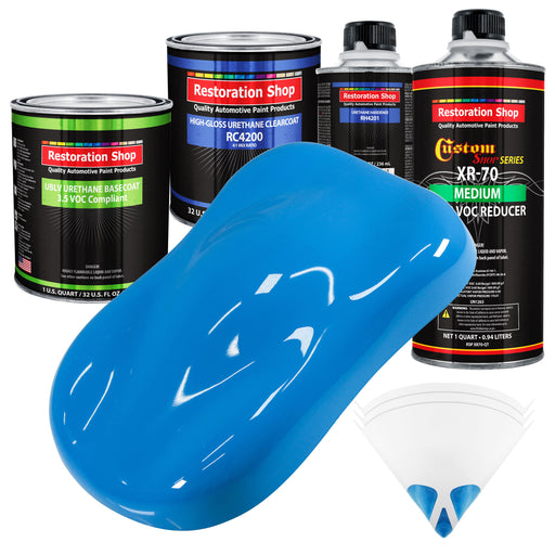 Grabber Blue - LOW VOC Urethane Basecoat with Clearcoat Auto Paint - Complete Medium Quart Paint Kit - Professional High Gloss Automotive Coating