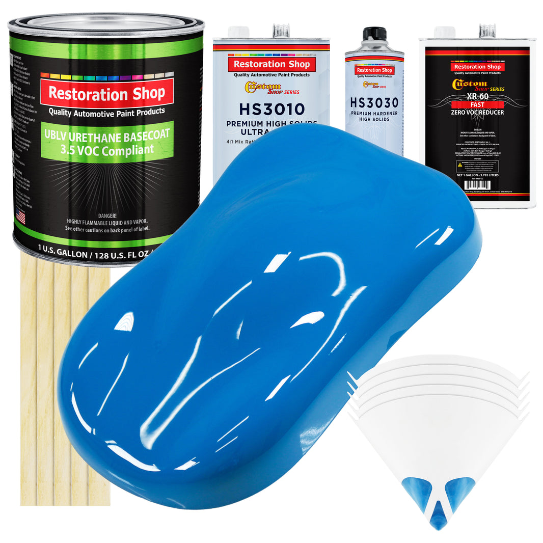 Coastal Highway Blue - LOW VOC Urethane Basecoat with Premium Clearcoat Auto Paint - Complete Fast Gallon Paint Kit - Professional Automotive Coating