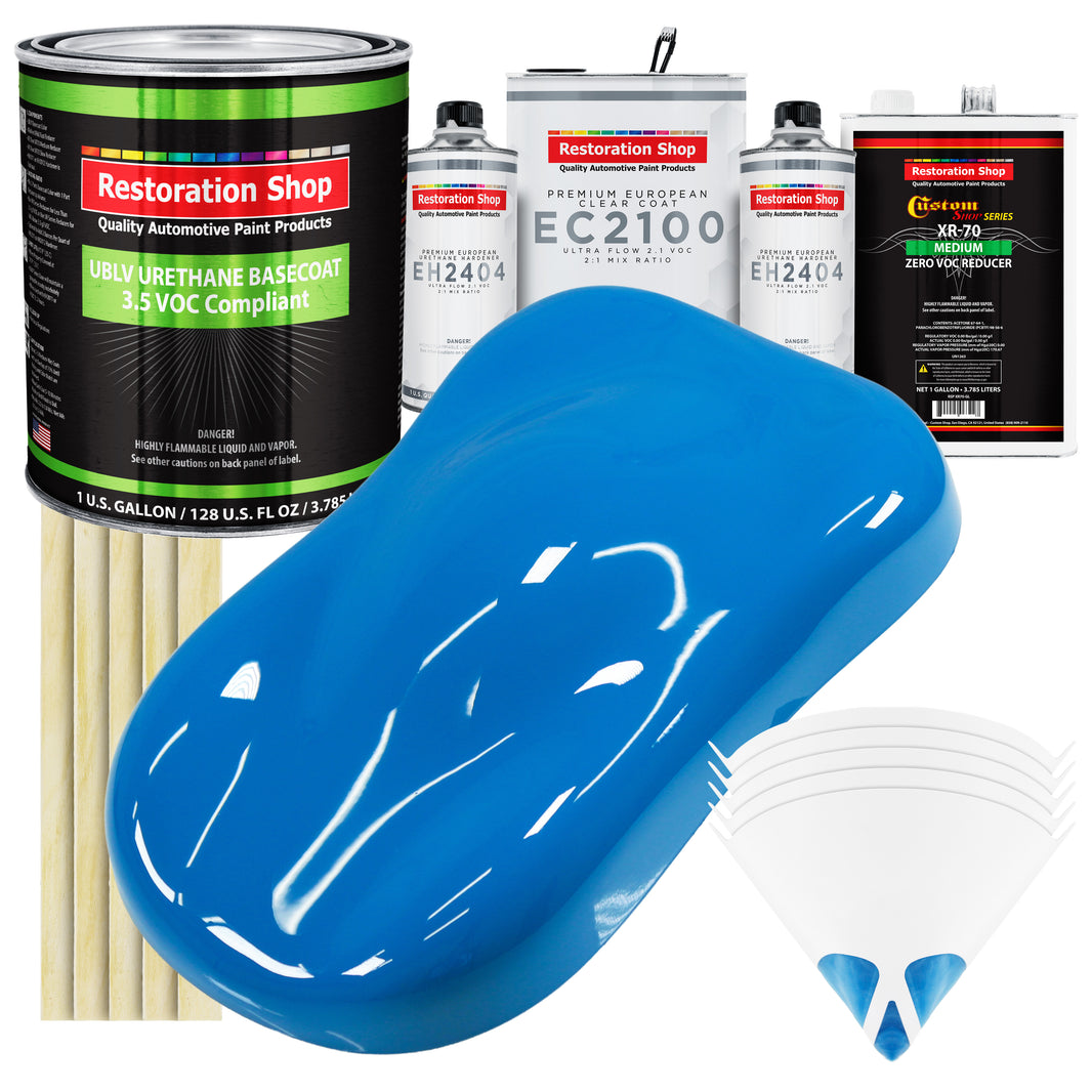 Coastal Highway Blue - LOW VOC Urethane Basecoat with European Clearcoat Auto Paint - Complete Gallon Paint Color Kit - Automotive Coating