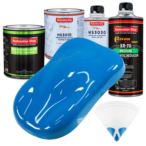 Coastal Highway Blue - LOW VOC Urethane Basecoat with Premium Clearcoat Auto Paint - Complete Medium Quart Paint Kit - Professional Automotive Coating