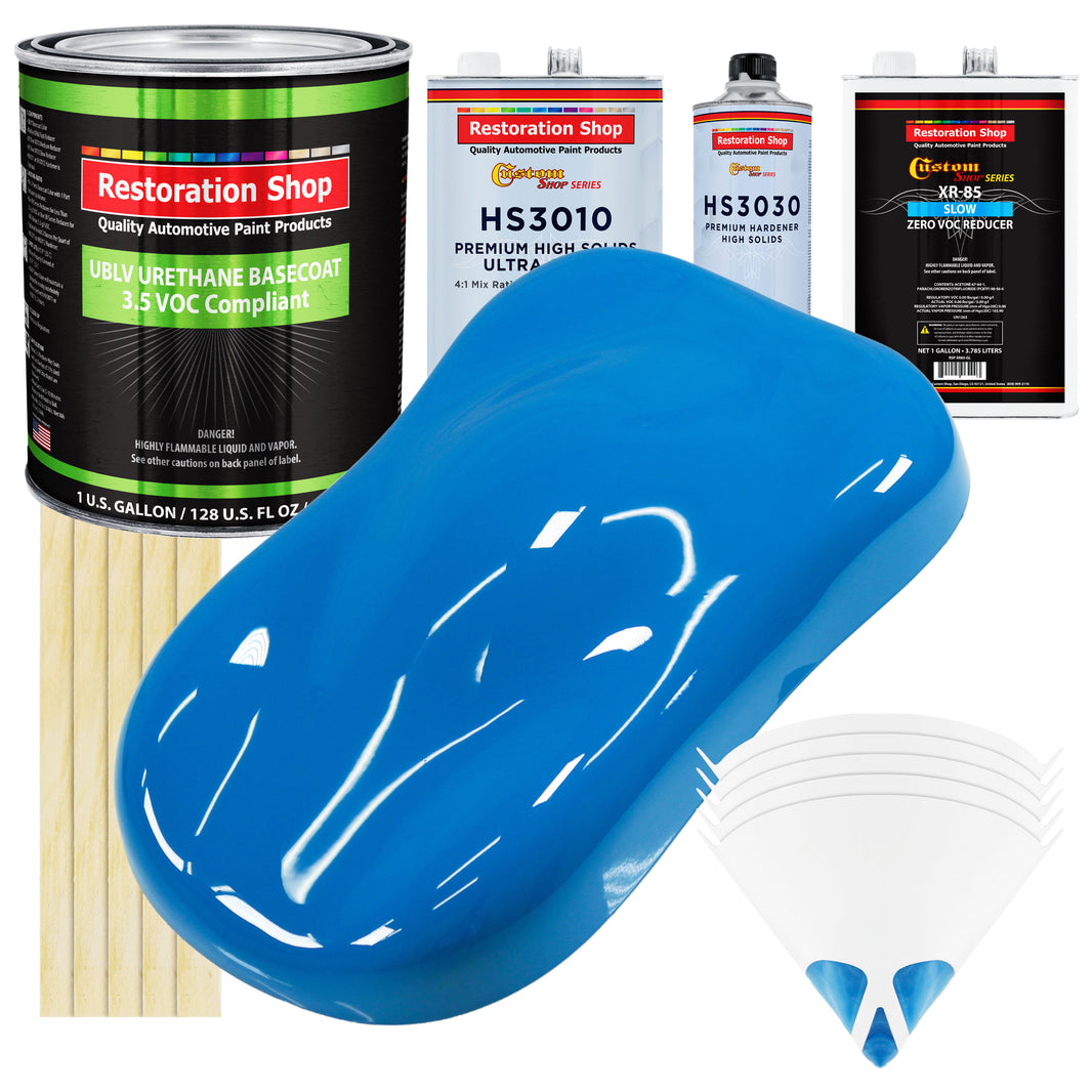 Coastal Highway Blue - LOW VOC Urethane Basecoat with Premium Clearcoat Auto Paint - Complete Slow Gallon Paint Kit - Professional Automotive Coating