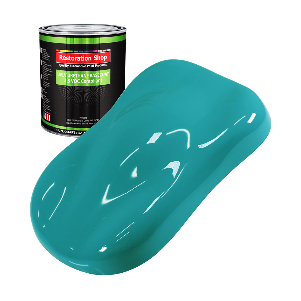 Bright Racing Aqua - LOW VOC Urethane Basecoat Auto Paint - Quart Paint Color Only - Professional High Gloss Automotive Coating