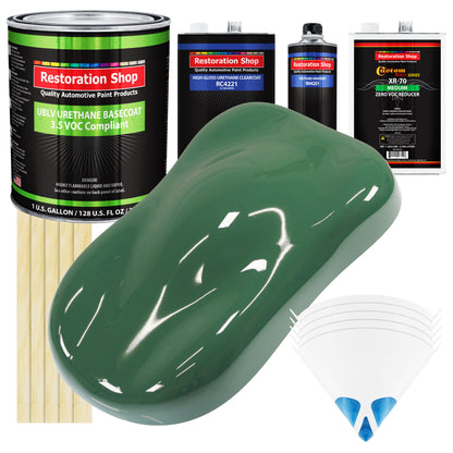 Transport Green - LOW VOC Urethane Basecoat with Clearcoat Auto Paint - Complete Medium Gallon Paint Kit - Professional High Gloss Automotive Coating