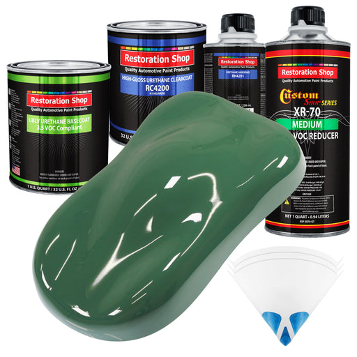 Transport Green - LOW VOC Urethane Basecoat with Clearcoat Auto Paint - Complete Medium Quart Paint Kit - Professional High Gloss Automotive Coating