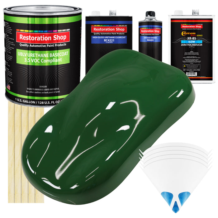 Speed Green - LOW VOC Urethane Basecoat with Clearcoat Auto Paint - Complete Slow Gallon Paint Kit - Professional High Gloss Automotive Coating