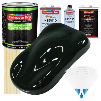 Rock Moss Green - LOW VOC Urethane Basecoat with Premium Clearcoat Auto Paint (Complete Medium Gallon Paint Kit) Professional Gloss Automotive Coating