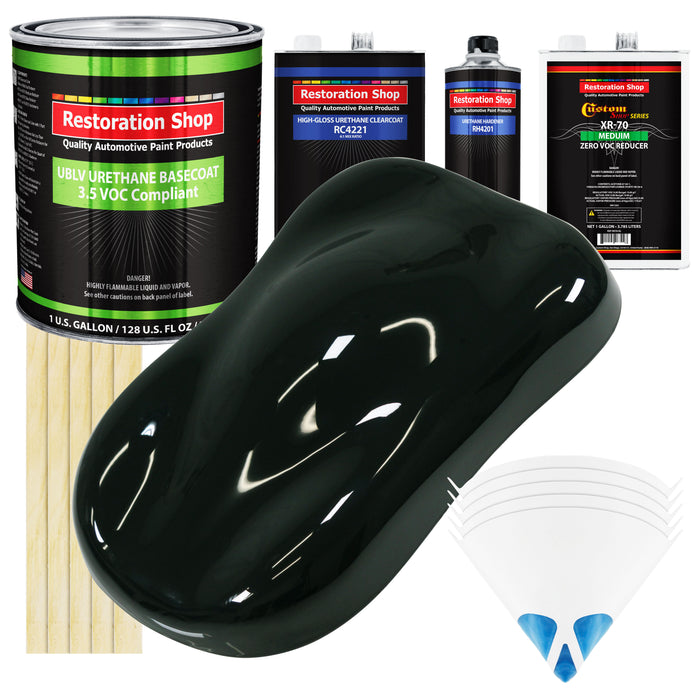 Rock Moss Green - LOW VOC Urethane Basecoat with Clearcoat Auto Paint - Complete Medium Gallon Paint Kit - Professional High Gloss Automotive Coating