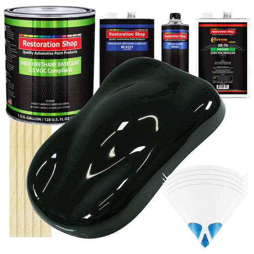 Rock Moss Green - LOW VOC Urethane Basecoat with Clearcoat Auto Paint - Complete Medium Gallon Paint Kit - Professional High Gloss Automotive Coating