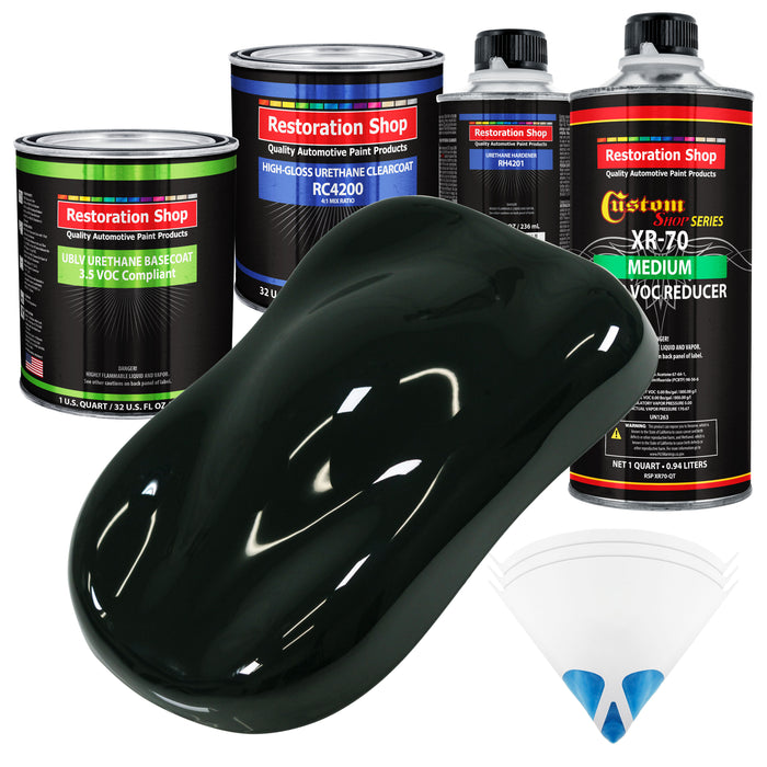 Rock Moss Green - LOW VOC Urethane Basecoat with Clearcoat Auto Paint - Complete Medium Quart Paint Kit - Professional High Gloss Automotive Coating