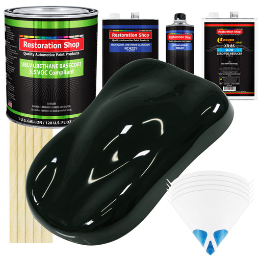 Rock Moss Green - LOW VOC Urethane Basecoat with Clearcoat Auto Paint - Complete Slow Gallon Paint Kit - Professional High Gloss Automotive Coating