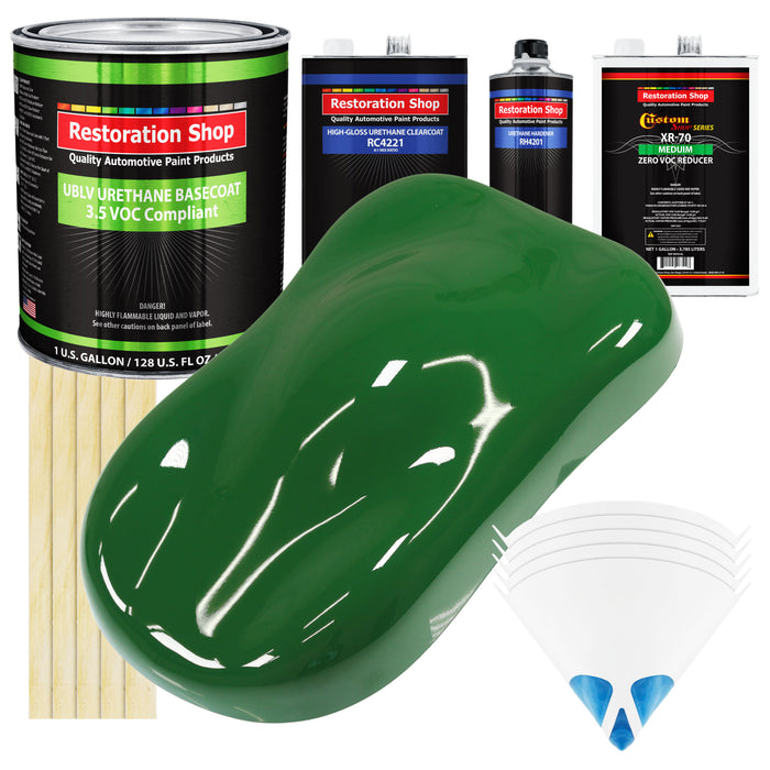 Emerald Green - LOW VOC Urethane Basecoat with Clearcoat Auto Paint - Complete Medium Gallon Paint Kit - Professional High Gloss Automotive Coating