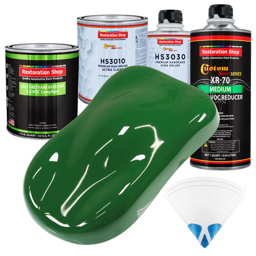 Emerald Green - LOW VOC Urethane Basecoat with Premium Clearcoat Auto Paint - Complete Medium Quart Paint Kit - Professional Gloss Automotive Coating