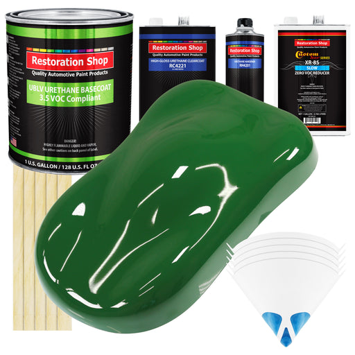 Emerald Green - LOW VOC Urethane Basecoat with Clearcoat Auto Paint - Complete Slow Gallon Paint Kit - Professional High Gloss Automotive Coating