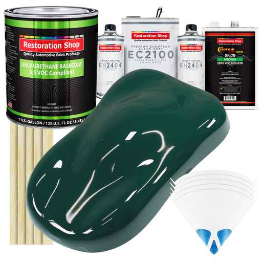 Woodland Green - LOW VOC Urethane Basecoat with European Clearcoat Auto Paint - Complete Gallon Paint Color Kit - Automotive Coating