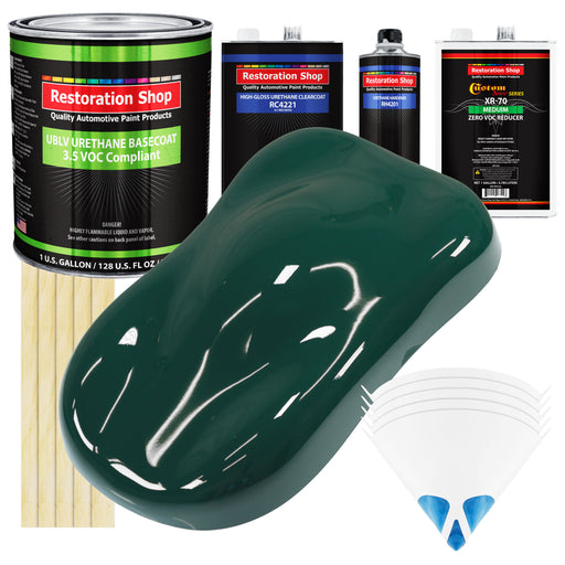 Woodland Green - LOW VOC Urethane Basecoat with Clearcoat Auto Paint - Complete Medium Gallon Paint Kit - Professional High Gloss Automotive Coating