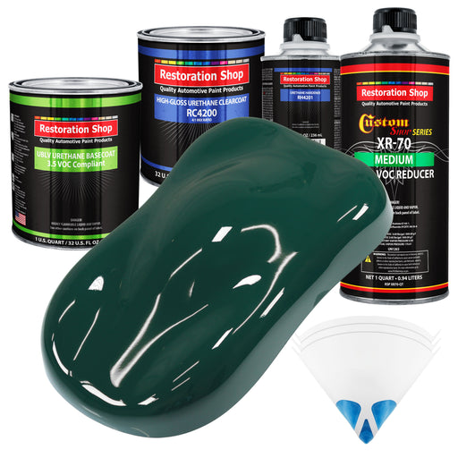 Woodland Green - LOW VOC Urethane Basecoat with Clearcoat Auto Paint - Complete Medium Quart Paint Kit - Professional High Gloss Automotive Coating