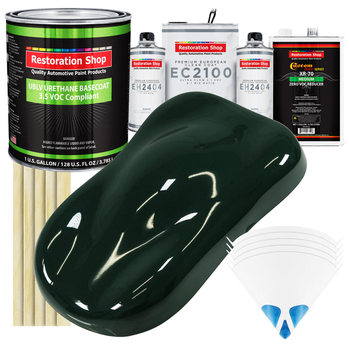 British Racing Green - LOW VOC Urethane Basecoat with European Clearcoat Auto Paint - Complete Gallon Paint Color Kit - Automotive Coating