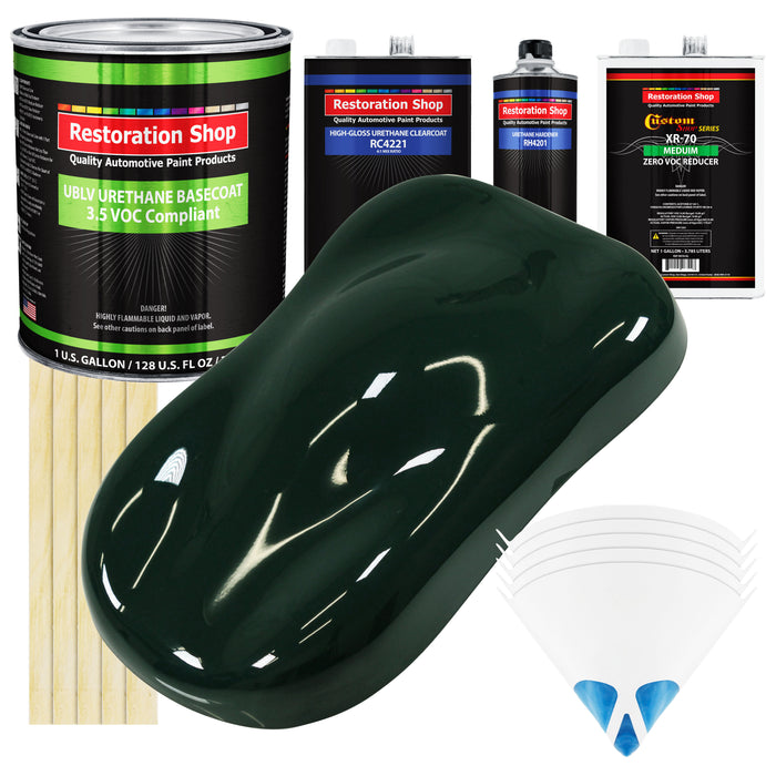 British Racing Green - LOW VOC Urethane Basecoat with Clearcoat Auto Paint - Complete Medium Gallon Paint Kit - Professional Gloss Automotive Coating