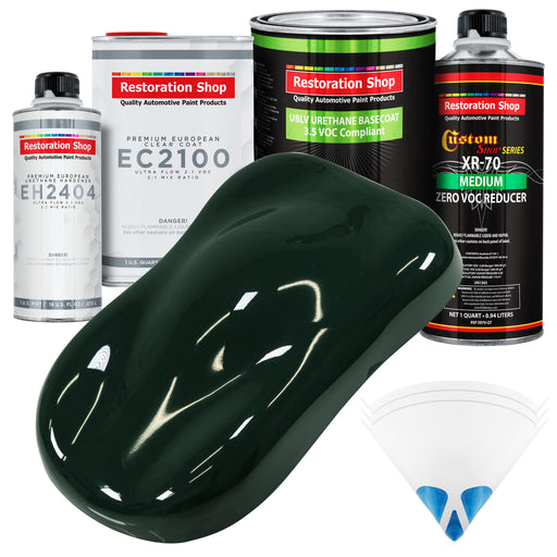 British Racing Green - LOW VOC Urethane Basecoat with European Clearcoat Auto Paint - Complete Quart Paint Color Kit - Automotive Coating