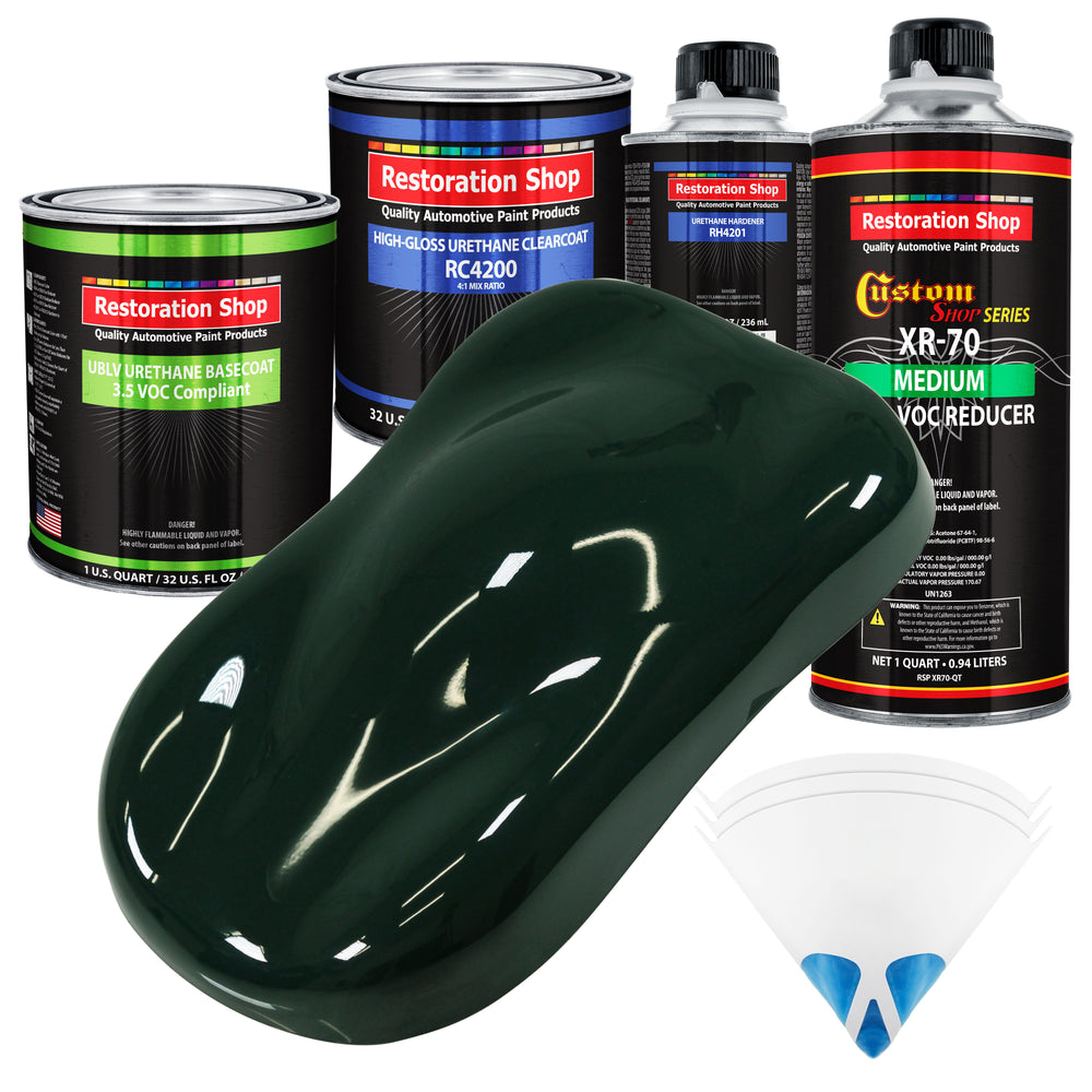 British Racing Green - LOW VOC Urethane Basecoat with Clearcoat Auto Paint - Complete Medium Quart Paint Kit - Professional Gloss Automotive Coating