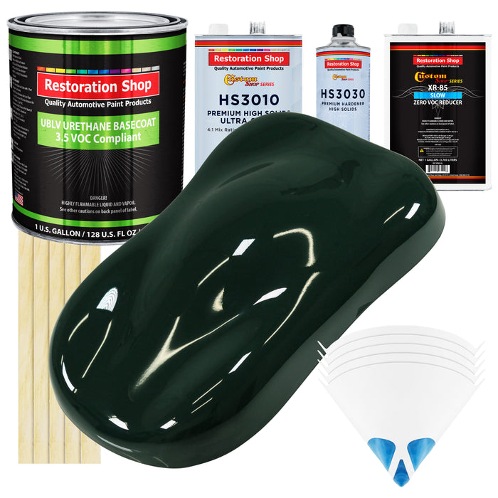 British Racing Green - LOW VOC Urethane Basecoat with Premium Clearcoat Auto Paint - Complete Slow Gallon Paint Kit - Professional Automotive Coating