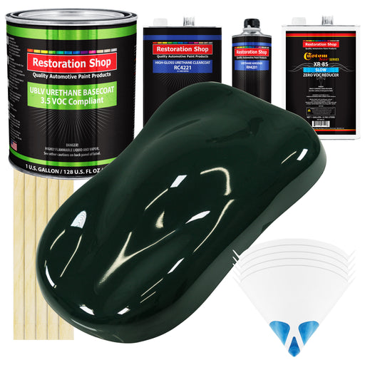 British Racing Green - LOW VOC Urethane Basecoat with Clearcoat Auto Paint (Complete Slow Gallon Paint Kit) Professional High Gloss Automotive Coating